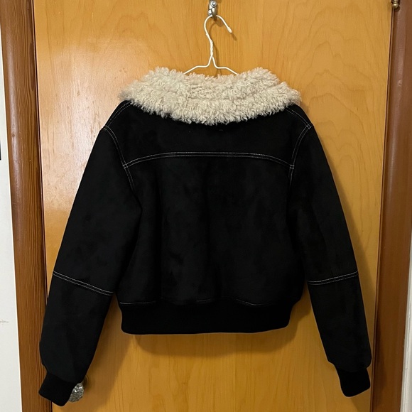 Urban Outfitters BDG Black August Faux Suede Bomber Jacket - Picture 2 of 8